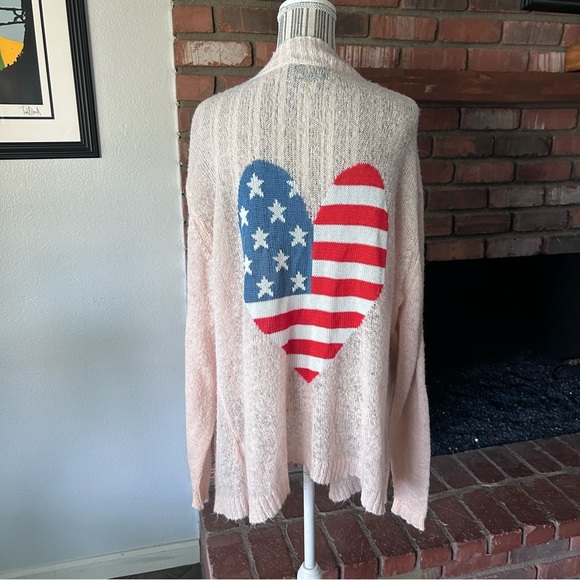 WILDFOX White Label Patriotic Heart Cardigan Sz S - Picture 1 of 8